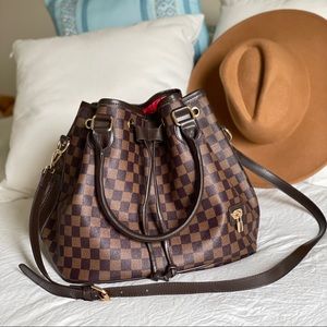Checkered Brown Tote Handbag